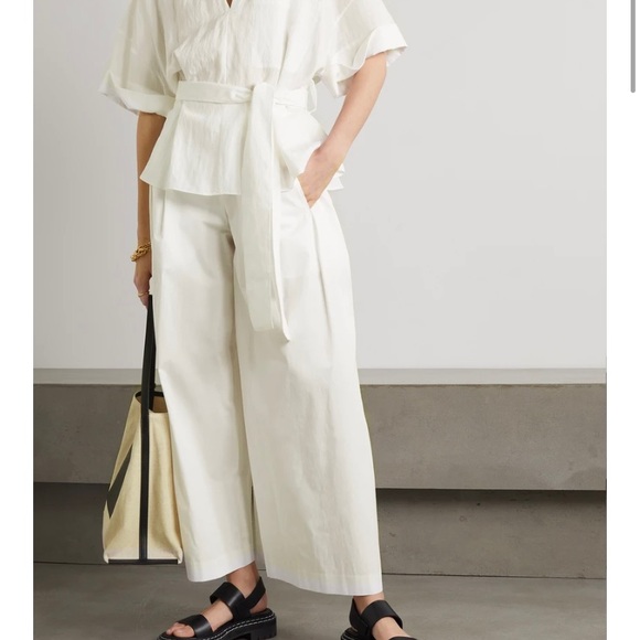 VINCE belted Tencel Lyocell-blend white Blouse Small - Picture 7 of 9